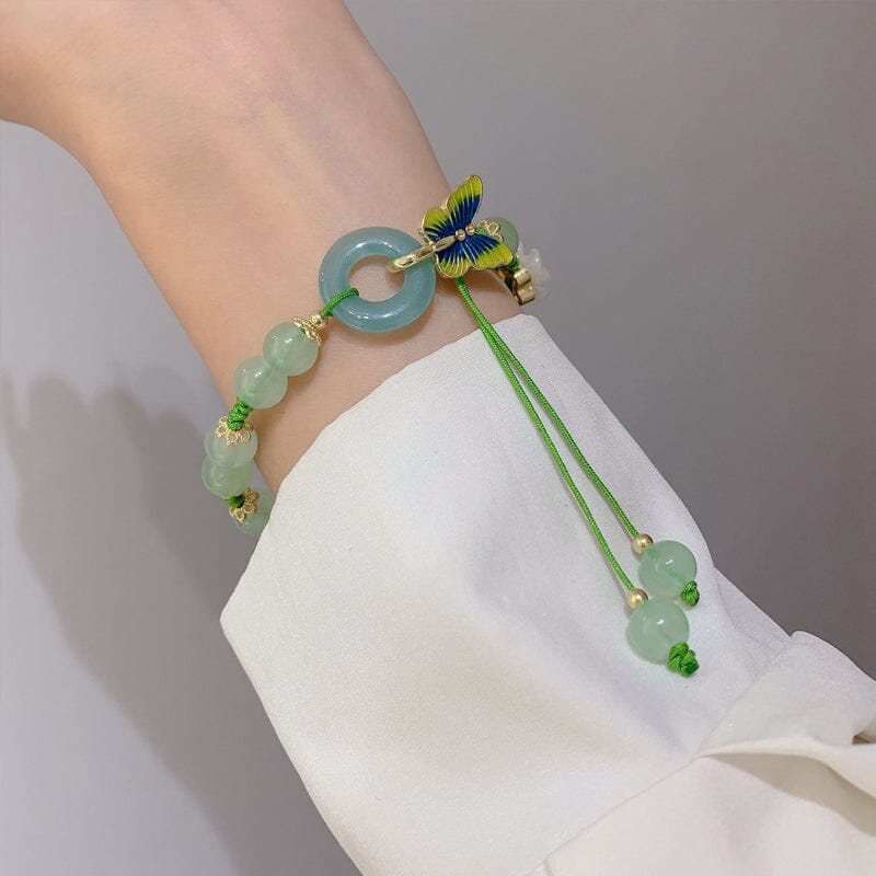 Butterfly Natural Emerald Jade Stone Bracelet