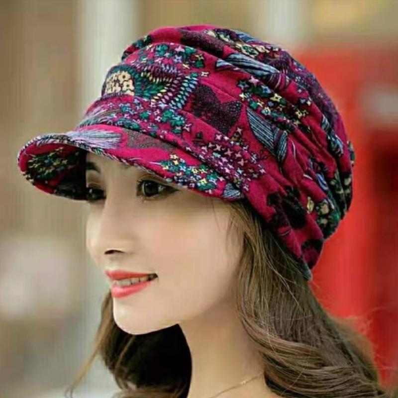 Comfybear™Floral Pleated Short Brim Cap