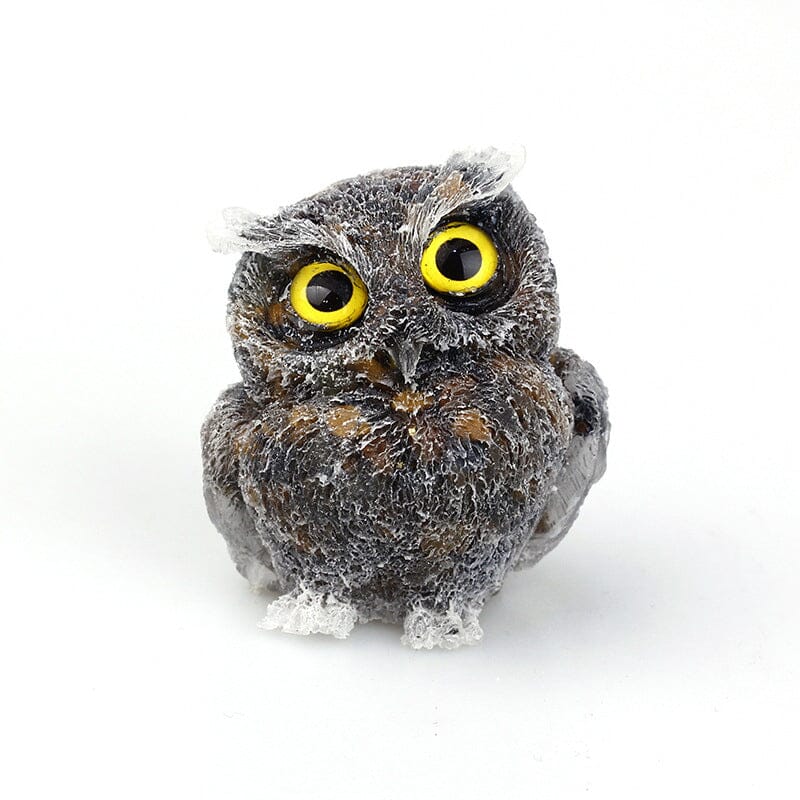 Natural Crystal Gravel Epoxy Owl Ornament