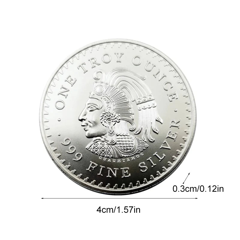 Mexican Coin - Aztec Calendar Stone, Eagle Warrior Emperor of Tenochtitlan New