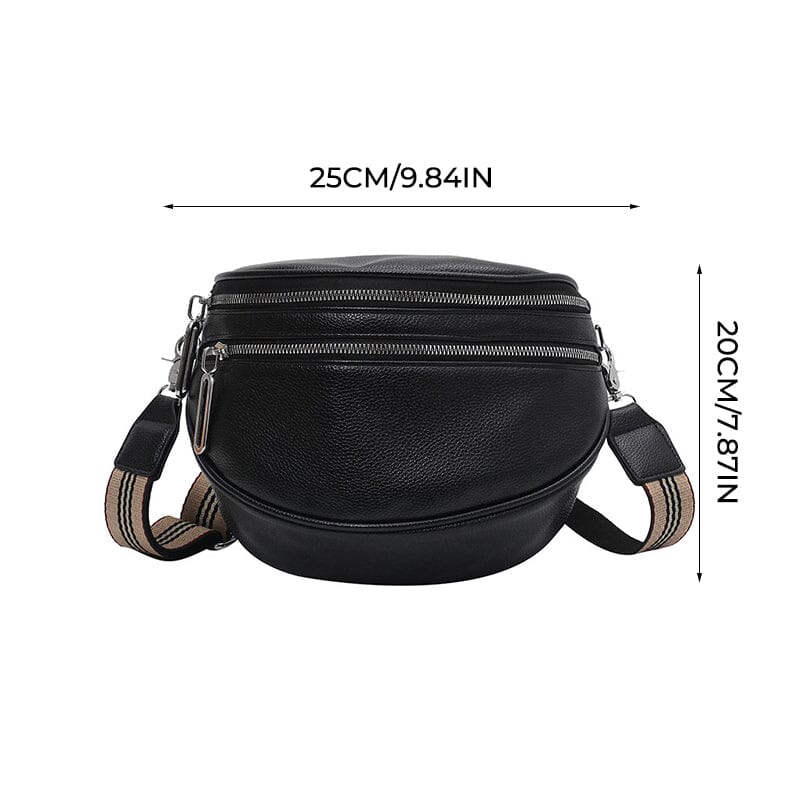 Multi-Pocket Women Leather Solid Crossbody Chest Bag