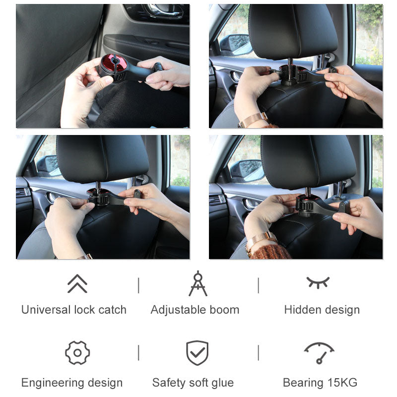 2 In 1 Car Seat Hooks For Bags With Phone Holder
