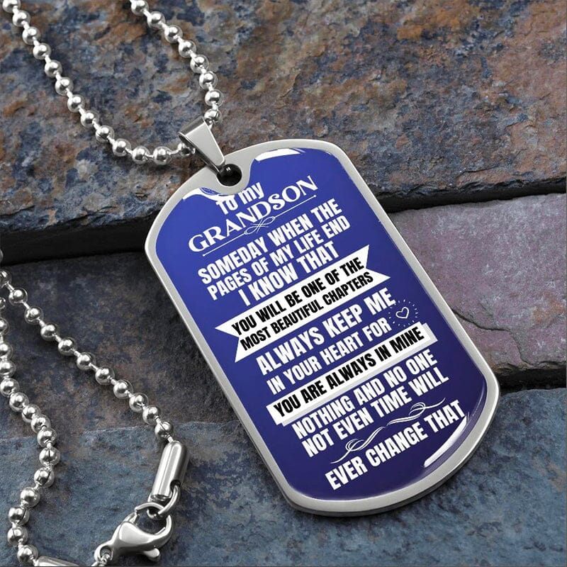 To My Grandson Keychain Necklace