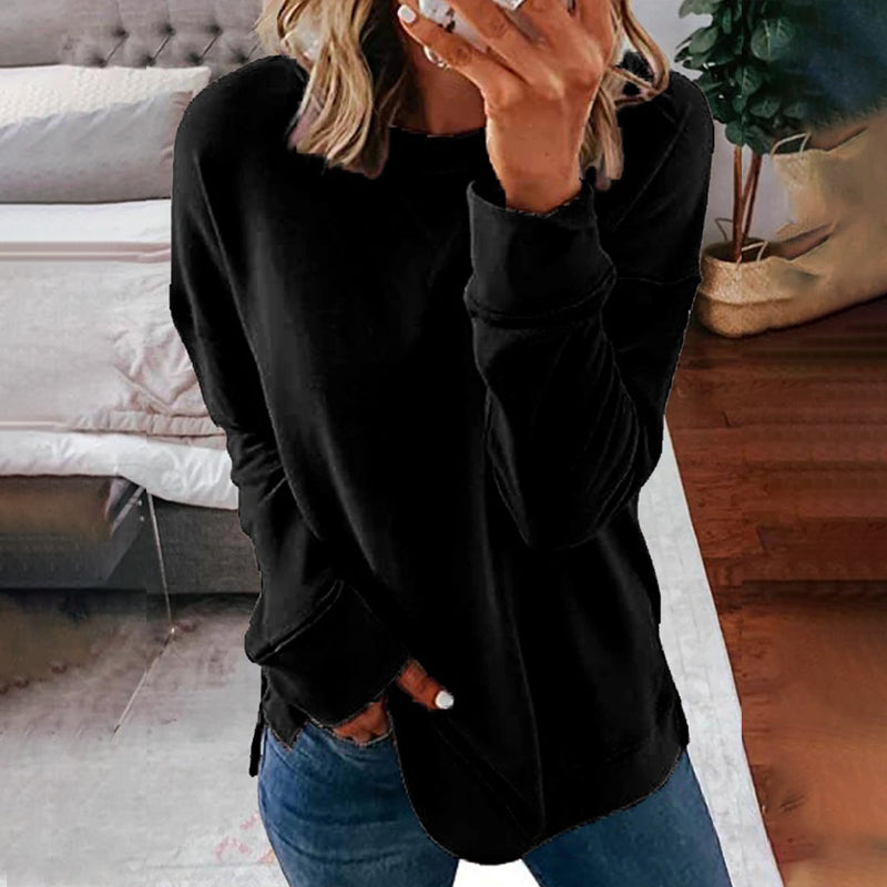 Loose Solid Color Long Sleeve T-shirt