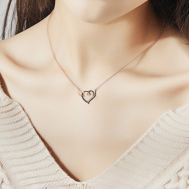 I’ll Hold You in My Heart Until I Can Hold You in Heaven Black Diamond Necklace