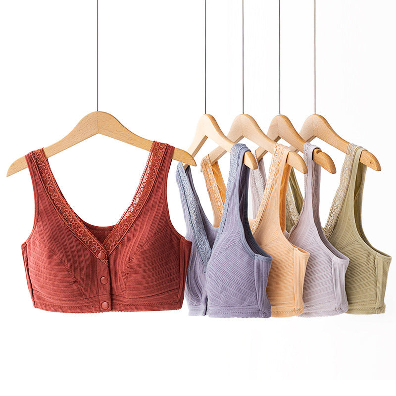 Cotton Front Button Thin Bra (2PCS)