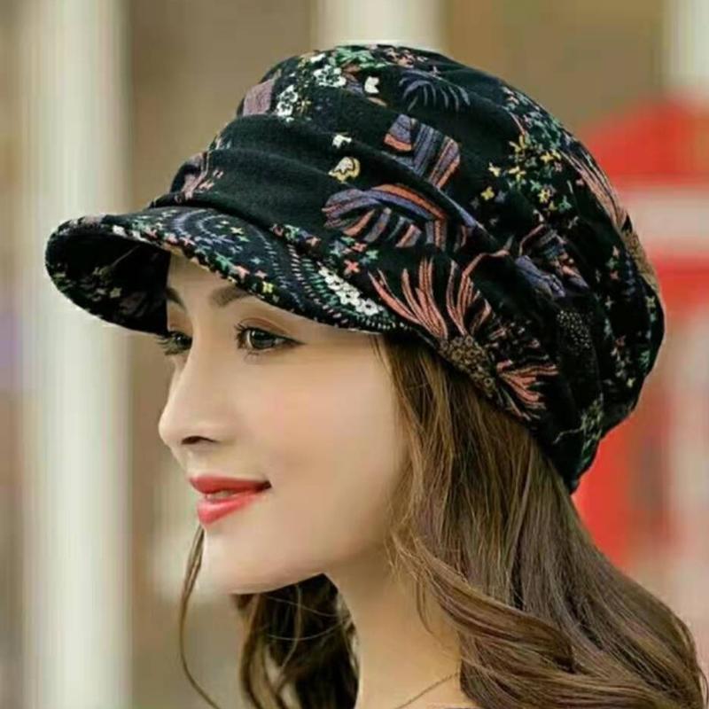 Comfybear™Floral Pleated Short Brim Cap