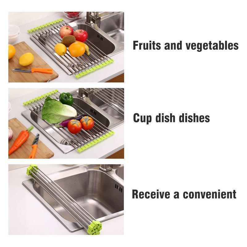 Comfybear™Foldable stainless Steel Roll Up Dish Drying Rack