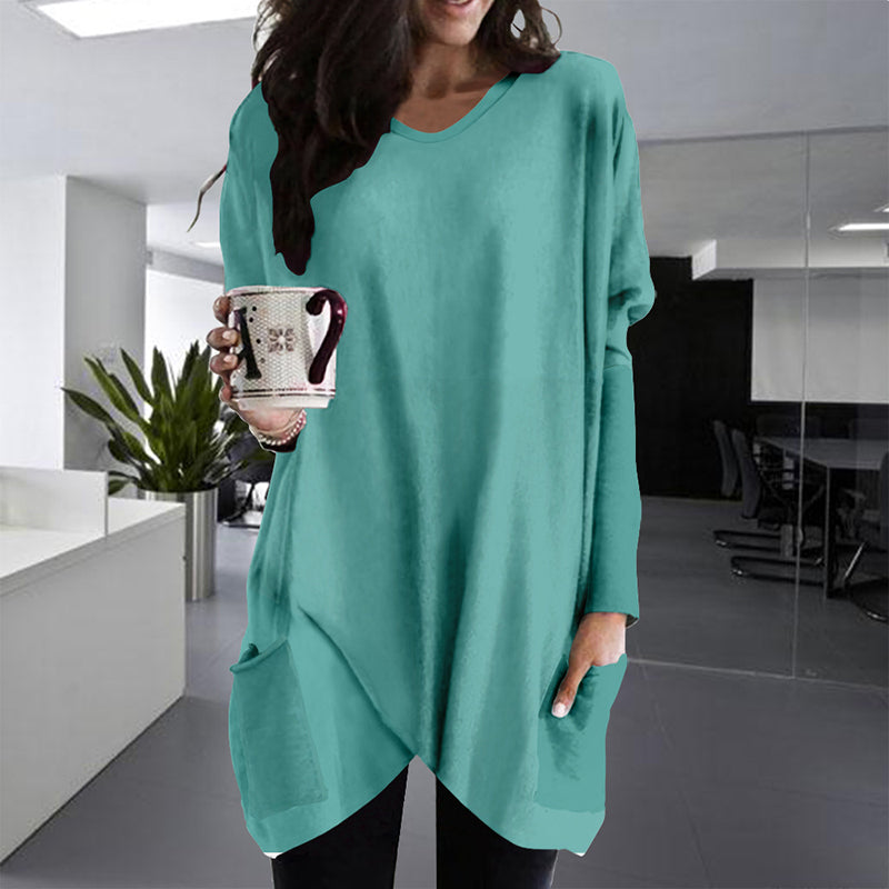 Comfortable Solid Color Loose Casual Long Sleeve T-Shirt