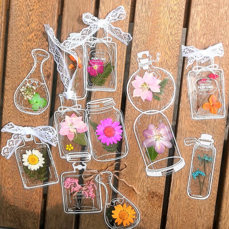 🌸Dried Flower Bookmarks Set（with 10m ribbon free）🦋