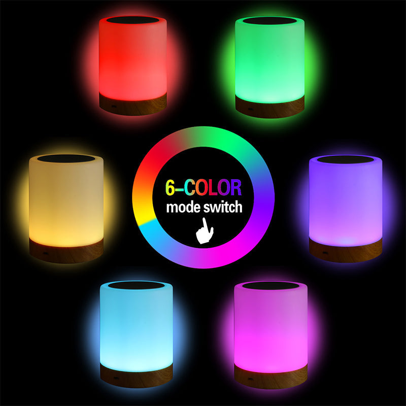 LED Colorful Creative Wood Grain Rechargeable Night Light