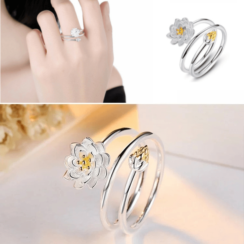 Comfybear™ Double Lotus Flower Charm Ring