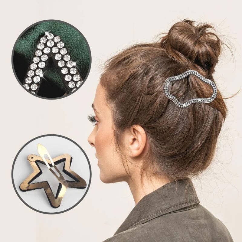 Rhinestone Bling Snap Hair Clip Barrettes (4 PCS)