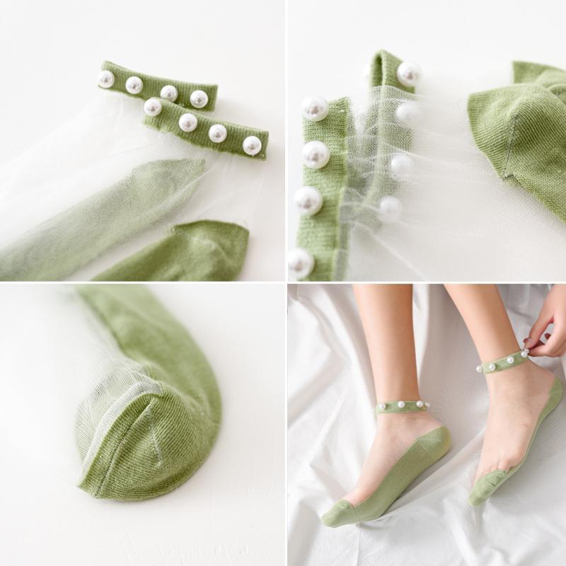 Comfybear™ Women Pearl Fishnet Ankle High Socks