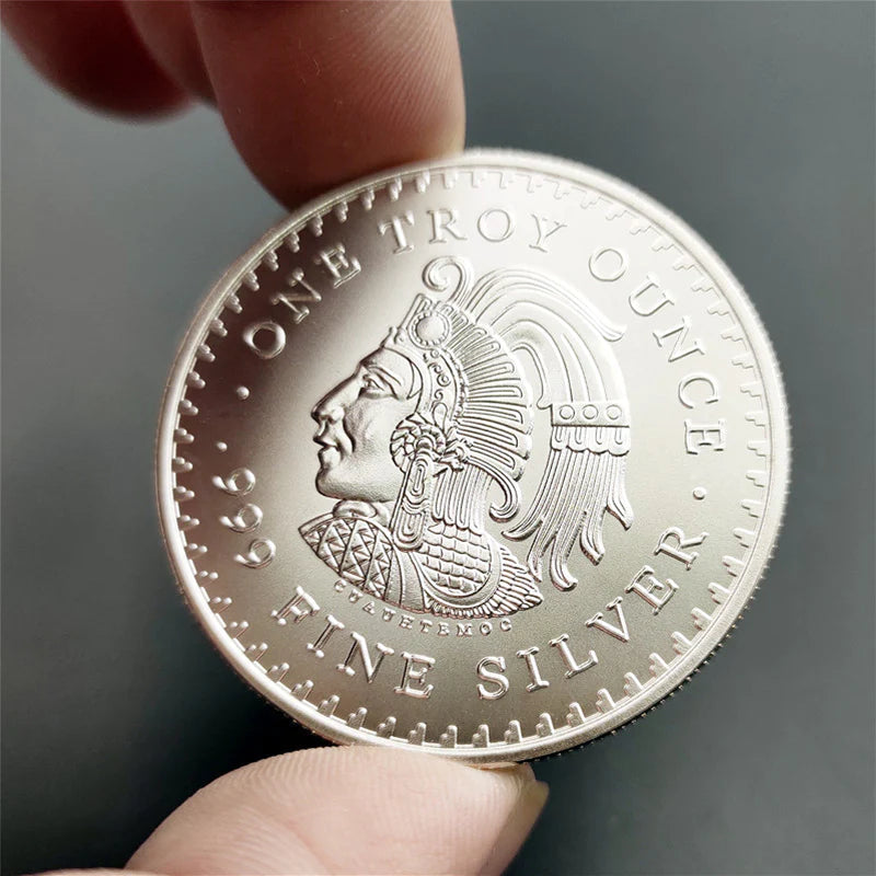 Mexican Coin - Aztec Calendar Stone, Eagle Warrior Emperor of Tenochtitlan New