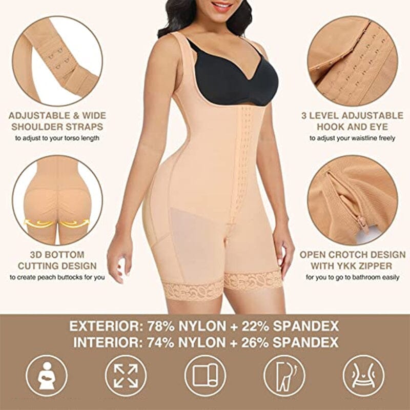 Compression Shapewear Open Bust Tummy Control with Zipper