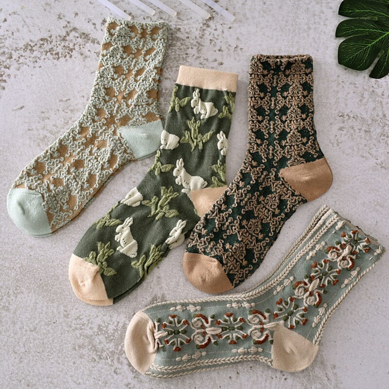 Womens Floral Cotton Socks (10 Pairs)