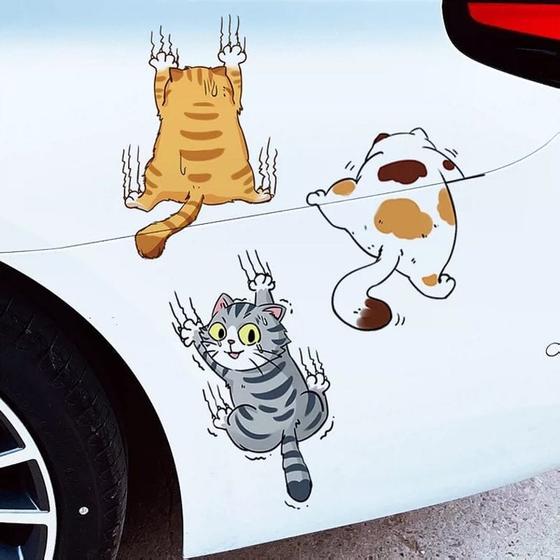 Cute Cat Cartoon Decal Car Stickers, 3 pcs