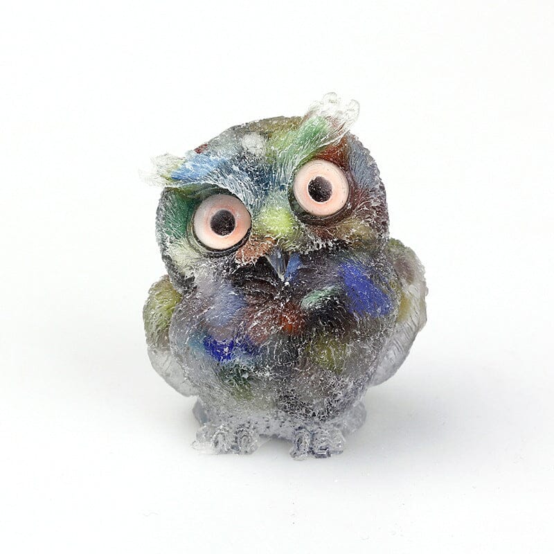 Natural Crystal Gravel Epoxy Owl Ornament