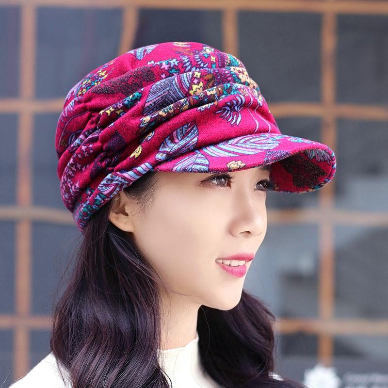 Comfybear™Floral Pleated Short Brim Cap