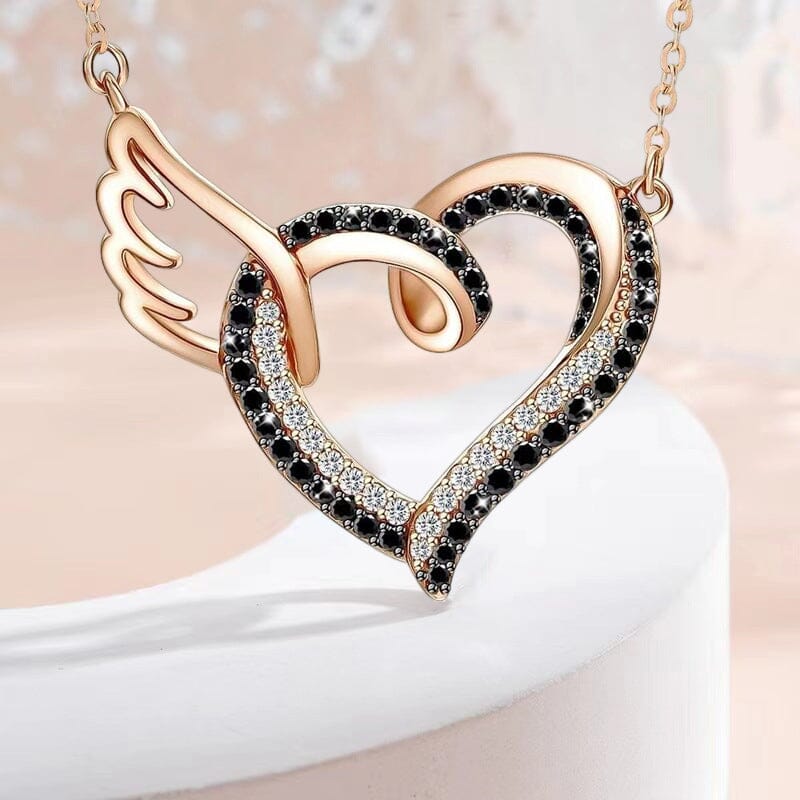 I’ll Hold You in My Heart Until I Can Hold You in Heaven Black Diamond Necklace