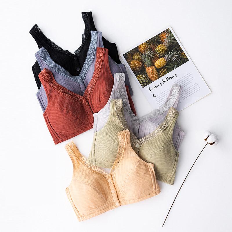 Cotton Front Button Thin Bra (2PCS)