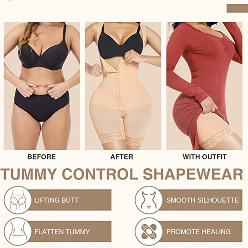Compression Shapewear Open Bust Tummy Control with Zipper