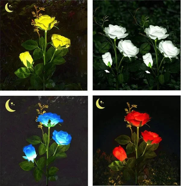 3 LED Solar Rose Flower Light