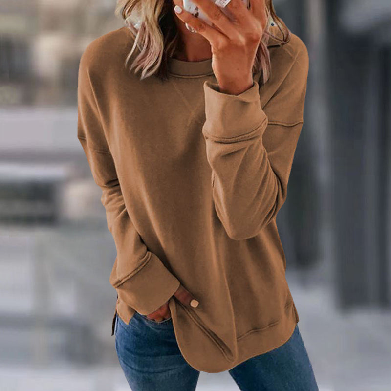 Loose Solid Color Long Sleeve T-shirt