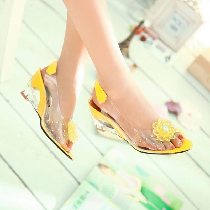 Studded Flower Design Transparent Sandals