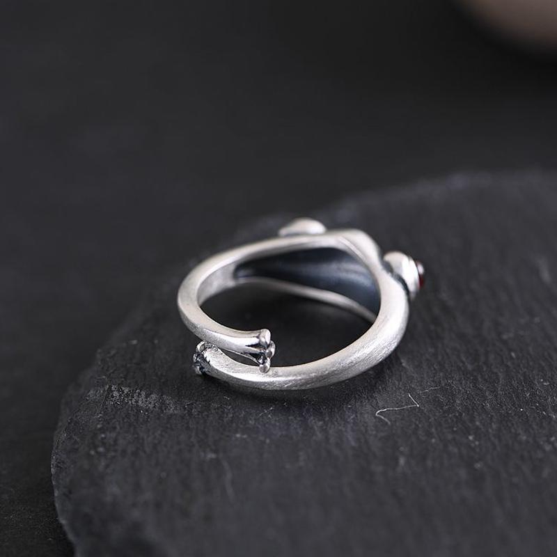 Red Garnet Frog Ring