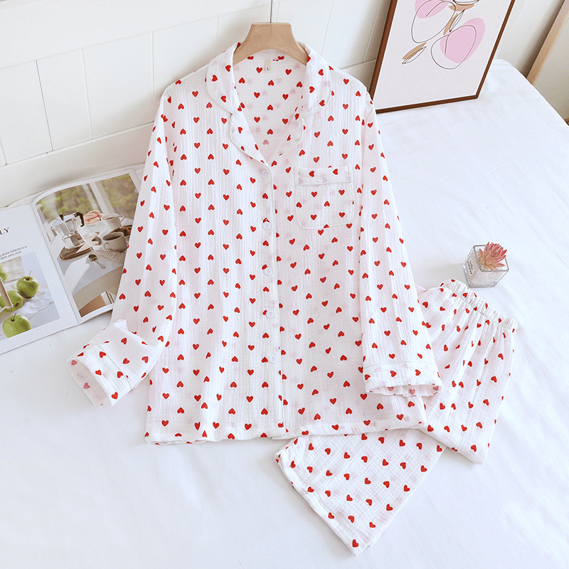 Heart Print Pyjamas Set