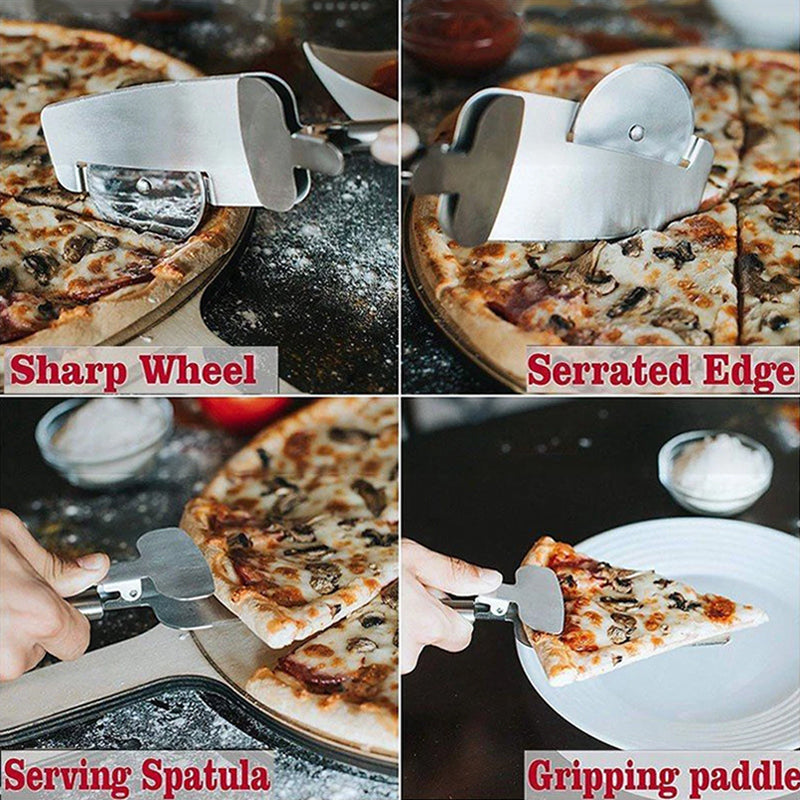 4-in-1 Stainless Steel Pizza Wheel Slicer for Pizza