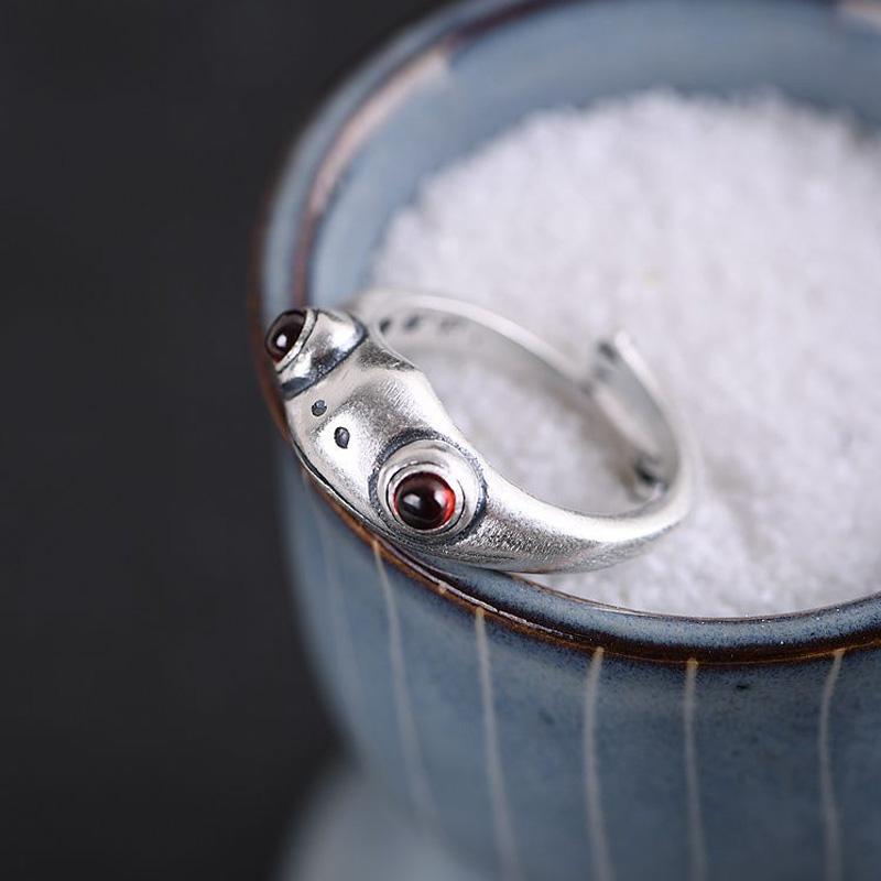 Red Garnet Frog Ring
