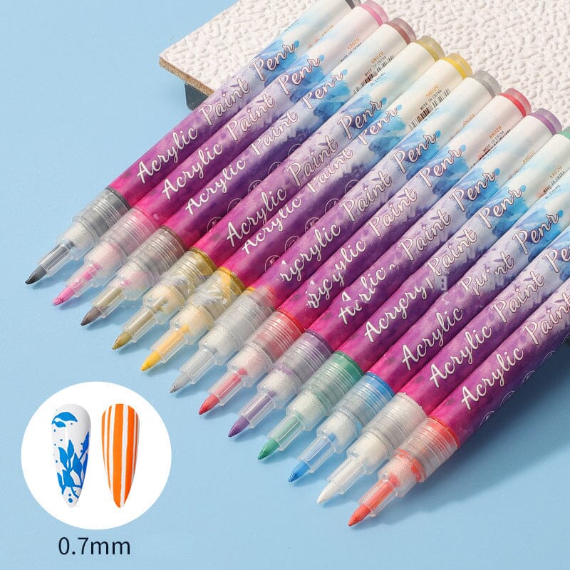 12 Colors Ultra Thin Curve Manicure Marker