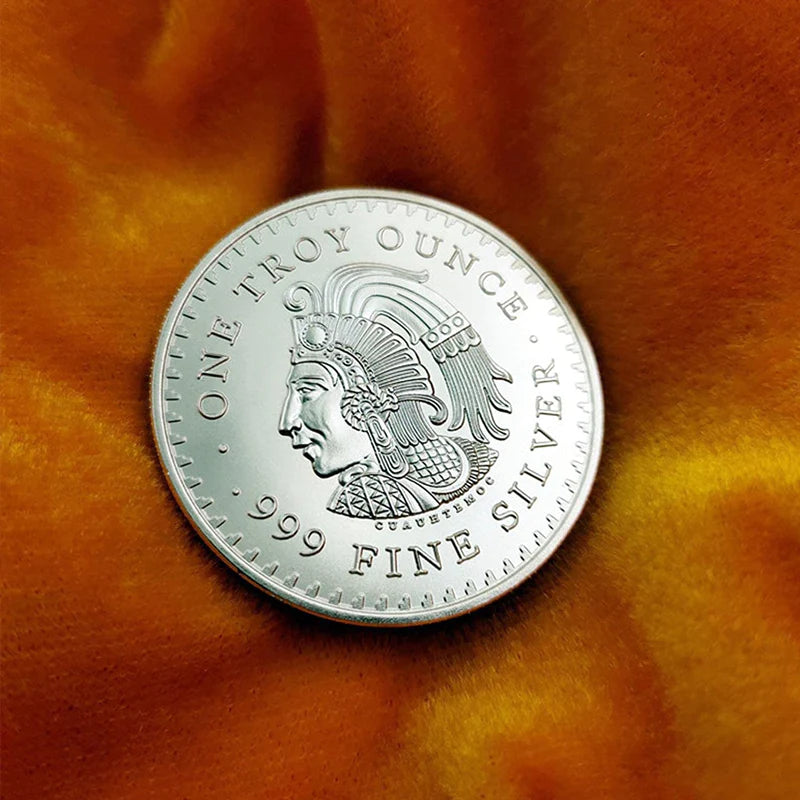 Mexican Coin - Aztec Calendar Stone, Eagle Warrior Emperor of Tenochtitlan New