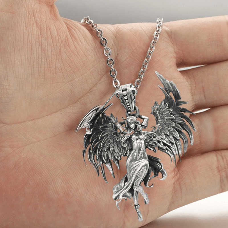 Sterling Silver Guardian Angel Pendant Necklace