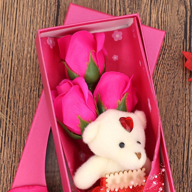 Rose Soap Bouquet With Cute Bear