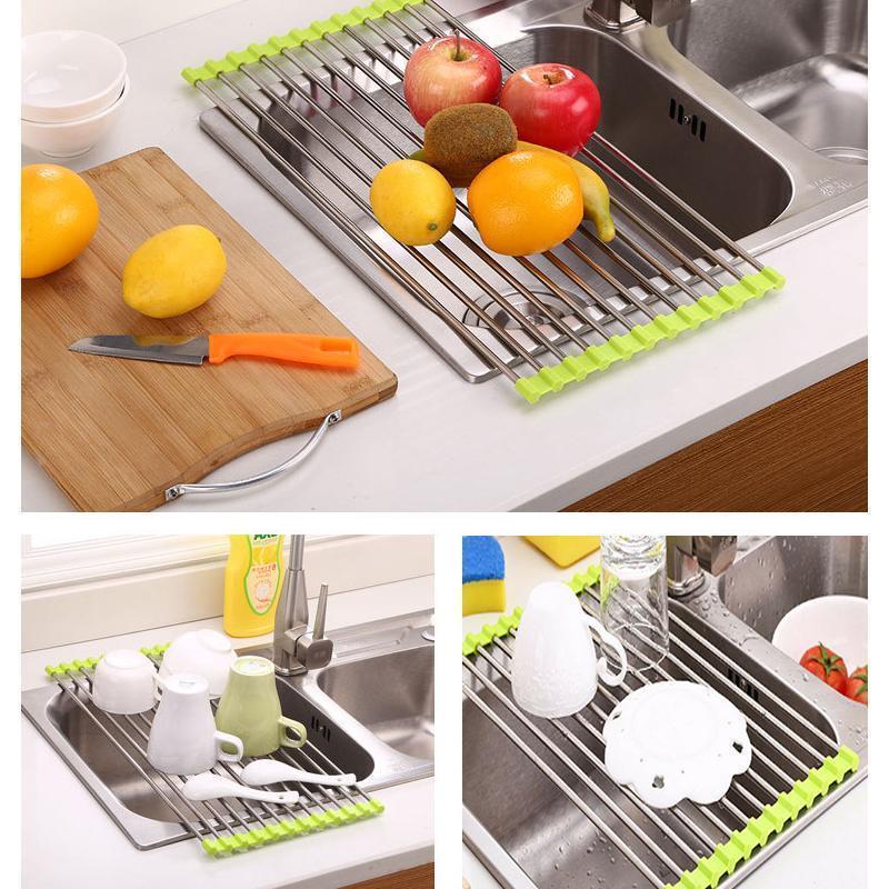 Comfybear™Foldable stainless Steel Roll Up Dish Drying Rack