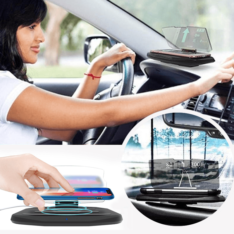 HUD Wireless Charging With Navigation Projector