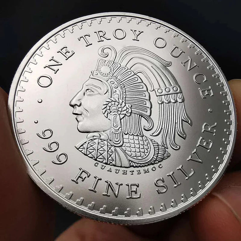 Mexican Coin - Aztec Calendar Stone, Eagle Warrior Emperor of Tenochtitlan New