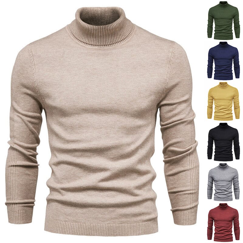 Men's Casual Solid Color Turtleneck Sweater