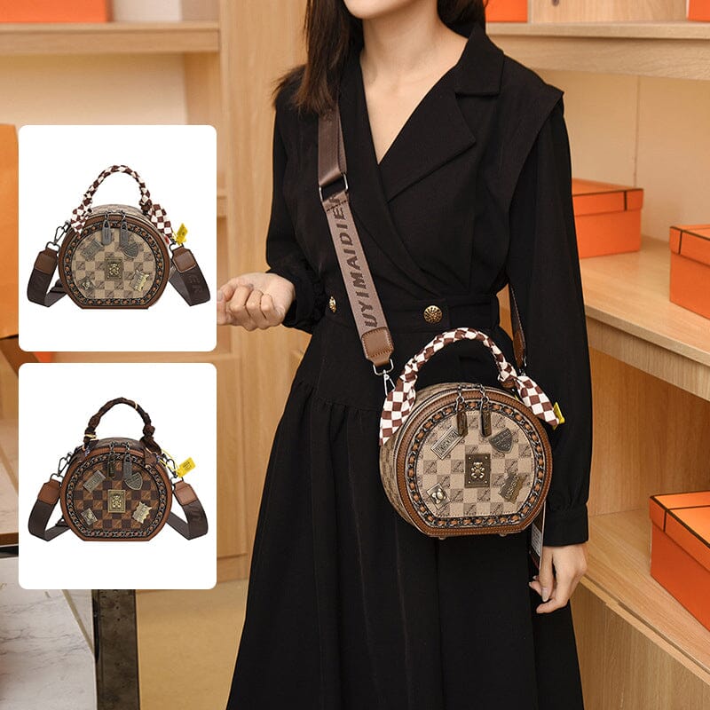 Fashion Retro Bear Badge Print Leather Handbags