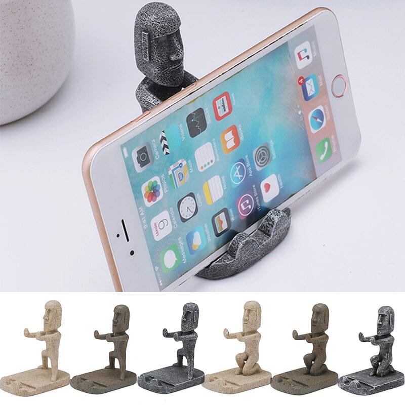 Stone statue phone holder