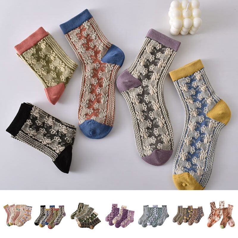 Womens Floral Cotton Socks (10 Pairs)