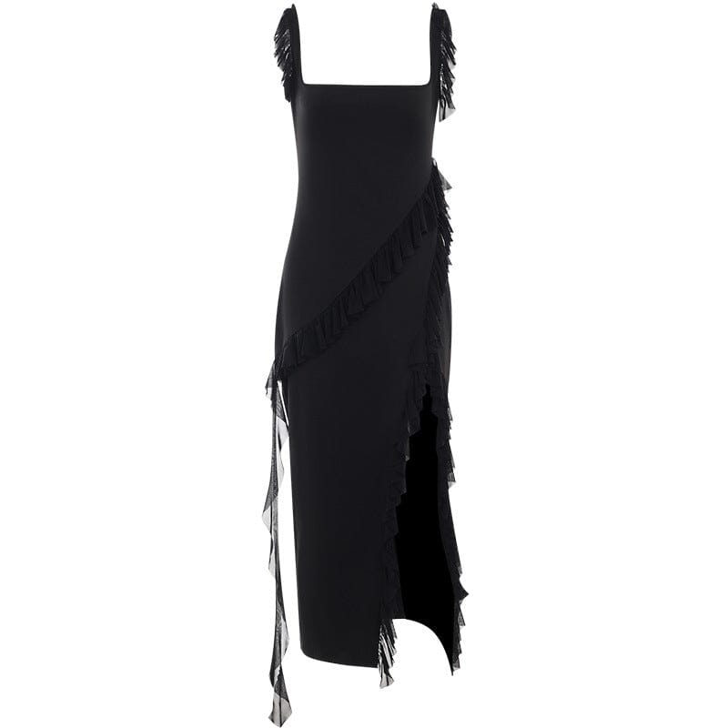 Pleated Bandeau Dress With Slit