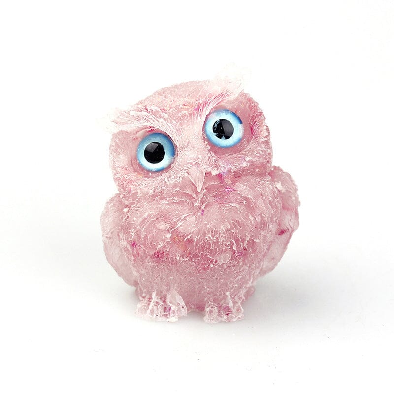Natural Crystal Gravel Epoxy Owl Ornament