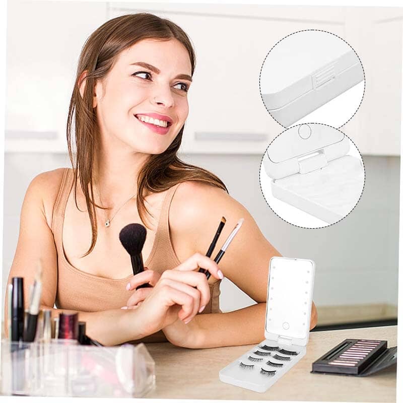 Travel Makeup Brush Set With LED Light Mirror