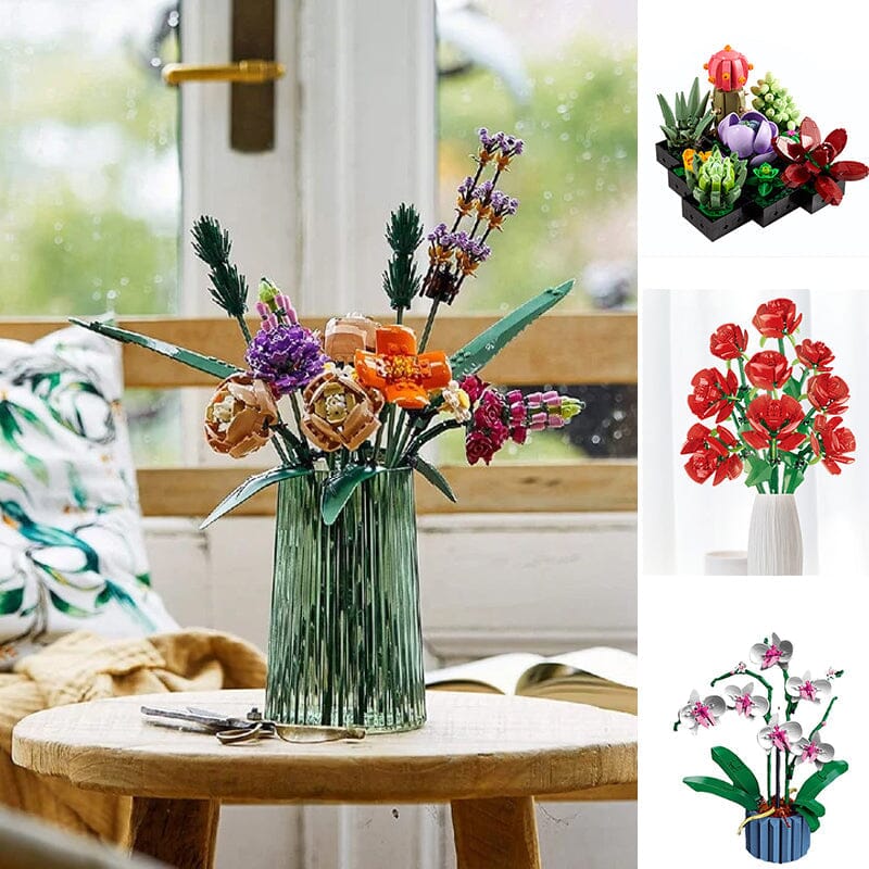 Artificial Plant Building Set with Flowers