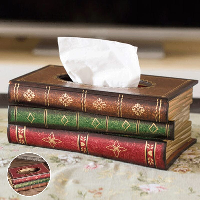 Wooden Book Tissue Box